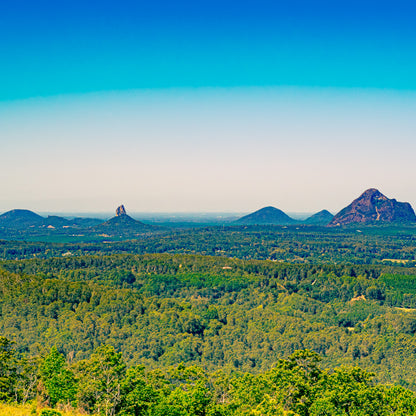 glass house mountains panorama photograph