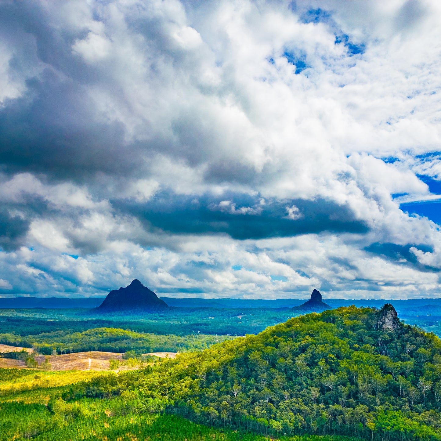 glasshouse mountains photograph storm