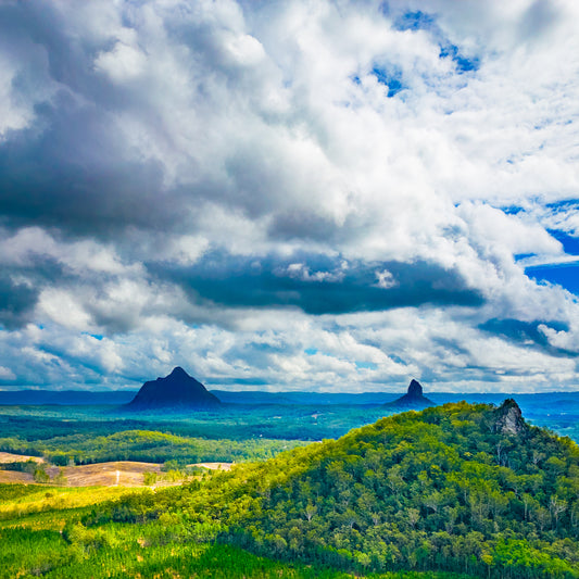 glasshouse mountains photograph storm